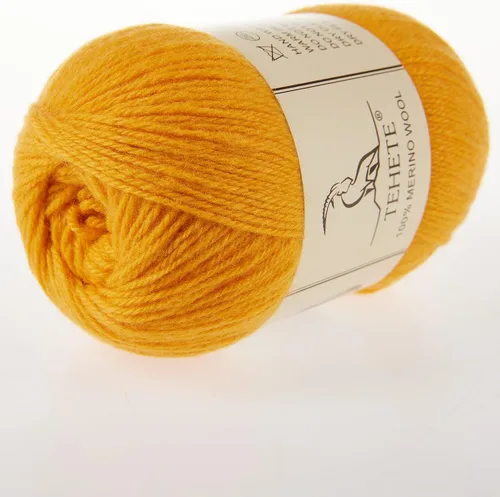 Miniatura 2 de Hilo de lana merino 100% para tejer, 3 capas, hilo de ganchillo de lujo, cálido, suave, ligero (jengibre, 1 bola)
