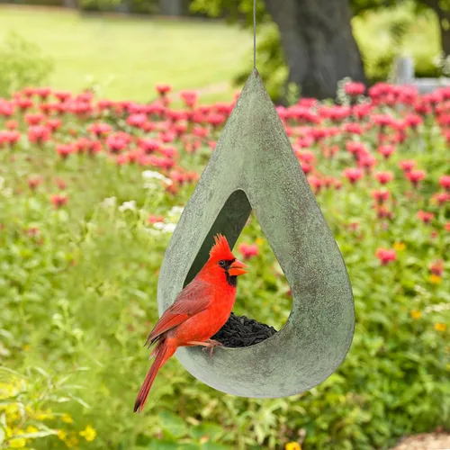 Miniatura 2 de Good Directions Comedero para pájaros con gotas de lluvia de cobre azul verde