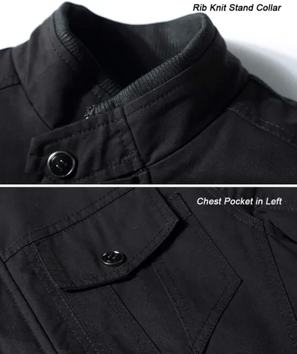 Miniatura 3 de EKLENTSON Men's Winter Jacket with Multi Pockets Zip Front Thick Thermal Fleece Lined Coat Work Cargo Jacket for Men