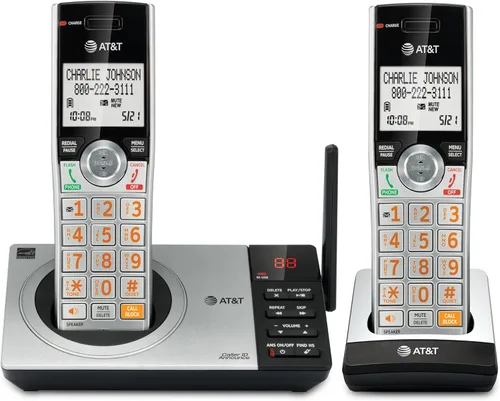 Teléfono inalámbrico expandible DECT 6.0 con sistema de respuesta y bloqueador inteligente de llamadas de AT&T CL82207, Plateado/Negro