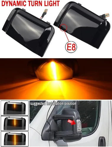 Miniatura 2 de Para-Peugeot Boxer Fiat Ducato Citroen Jumper Espejo retrovisor lateral intermitente dinámico Indicador de flujo LED Luz intermitente (amarillo)