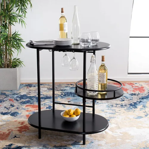 Miniatura 4 de SAFAVIEH Home Collection Iva - Mesa giratoria de 3 niveles, color negro mate