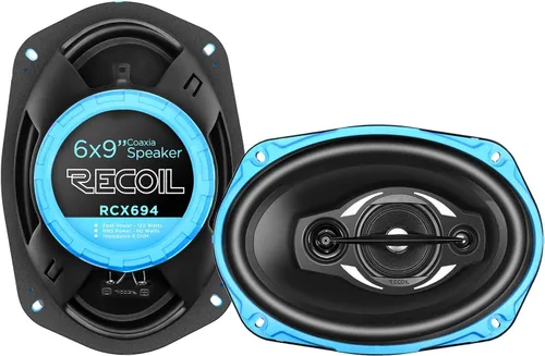 RECOIL RCX694 Echo Series - Sistema de bocinas coaxiales de 4 vías para audio de automóvil de 6x9 pulgadas con rejillas, se vende en pares