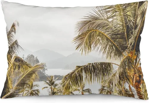 Miniatura 8 de Protector de almohada de playa con palmeras tropicales de 16 x 14 pulgadas, palmeras de playa, paisaje marino costero, decorativo, rectangular