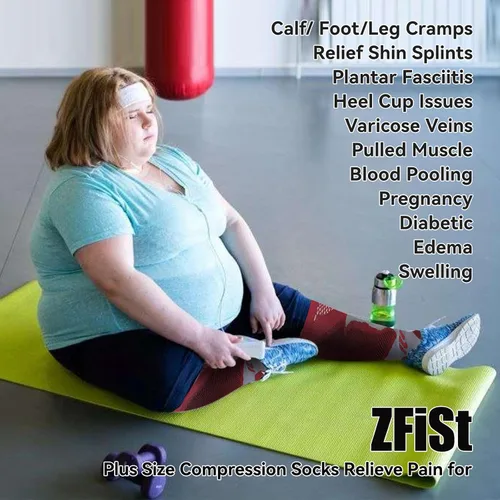 Miniatura 4 de ZFiSt - Calcetines de compresión de talla grande para pantorrilla ancha para mujeres y hombres, medias de compresión deportiva para enfermeras