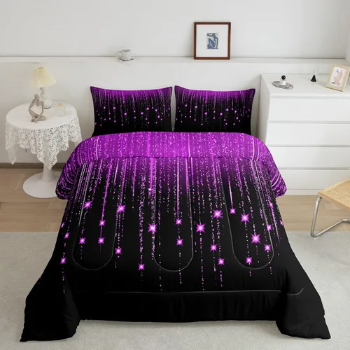 Miniatura 16 de Feelyou - Juego de edredón abstracto ombre, color azul y negro, juego de cama para adolescentes, para niños, mujeres y jóvenes, juego de edredón