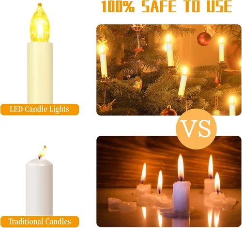 Miniatura 2 de Velas LED sin llama, funciona con pilas, para árbol de Navidad, con control remoto, batería de botón, temporizador, regulador de luz, luz cálida