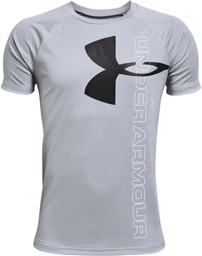 Under Armour Camiseta híbrida de manga corta con logotipo dividido Tech para niño
