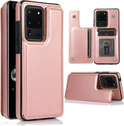 Miniatura 9 de ZYZX Funda tipo cartera para Samsung Galaxy S20 Ultra (no S20), funda con tapa de piel sintética con tarjetero a prueba de golpes funda protectora