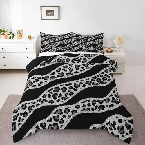 Miniatura 12 de Erosebridal Juego de edredón con estampado de leopardo, juego de ropa de cama con estampado de guepardo, juego de ropa de cama y colecciones