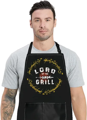 WZMPA LOTR Delantal de cocina para fanáticos de la película, regalo de Lord Of The Grill Delantal ajustable con bolsillos para cocinar a la parrilla