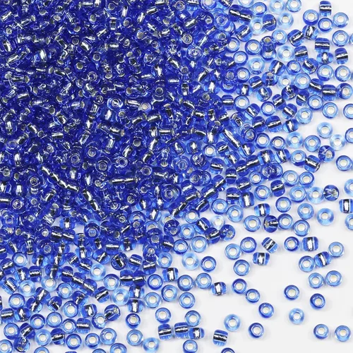 Cuentas de semillas a granel 110 gramos alrededor de 3500 piezas, 3mm 8/0 de vidrio azul para hacer aretes, pulseras, colgantes, joyería de cintura,