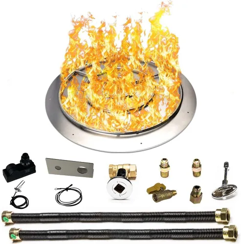 Miniatura 43 de Kit de quemador de acero inoxidable y anillo Pro con encendido por chispa para fogatas de gas natural, sartén de 36 pulgadas, anillo de quemador