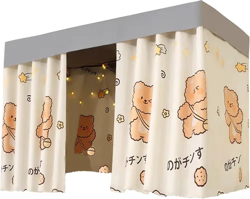 Miniatura 11 de Minache Cortina de litera para dormitorio de estudiantes, cortina opaca de dibujos animados, cortina de cama individual, sombra de privacidad, toldo