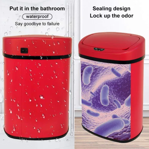 Miniatura 4 de Bote de basura automático de cocina de 13 galones/50L con tapa, sin contacto, de acero inoxidable, con sensor de movimiento electrónico, cubo