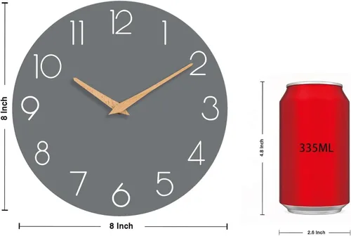 Miniatura 3 de cicininc Reloj de pared gris silencioso sin tictac, relojes de pared decorativos a pilas para dormitorio, cocina, hogar, oficina, escuela, hotel