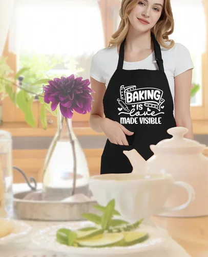 Miniatura 4 de Delantales divertidos para mujer con bolsillos, delantal de cocina ajustable para cocinar hornear, regalos de cumpleaños para mamá y abuela