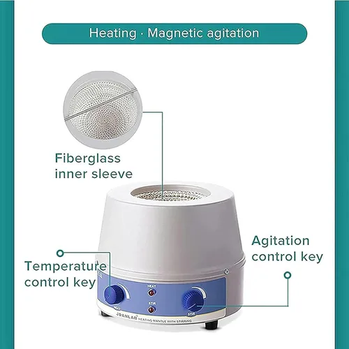 Miniatura 3 de Manto de calefacción con agitador magnético de laboratorio, 100/500/1000/67.6 fl oz mezclador agitador magnético para calentar y agitar, 100-2400 W