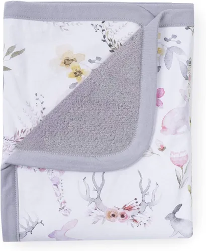 Miniatura 19 de Oilo Manta de bebé de oso, manta de bebé de oso de peluche con respaldo de felpa suave y estampado de jersey de algodón orgánico, doble capa