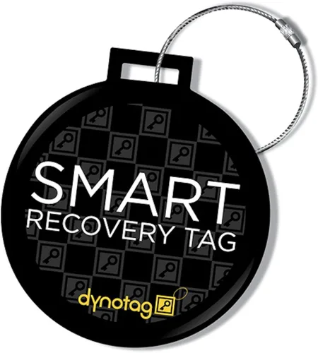 Dynotag Etiqueta de identificación de equipaje inteligente DLX.Steel habilitada para web + lazo de acero con DynoIQ y servicio de recuperación de