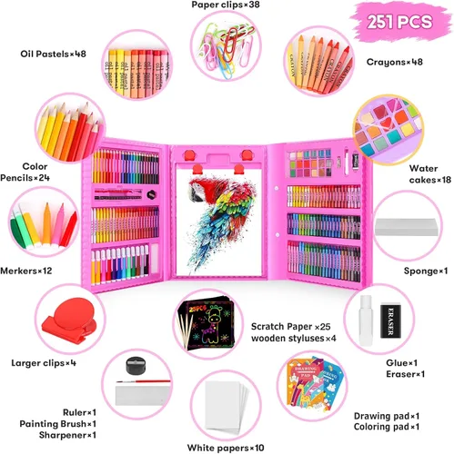 Miniatura 2 de iBayam Paquete de 251 suministros de arte, kits de arte de dibujo para niños, adolescentes y adultos, estuche de arte de viaje con caballete triple