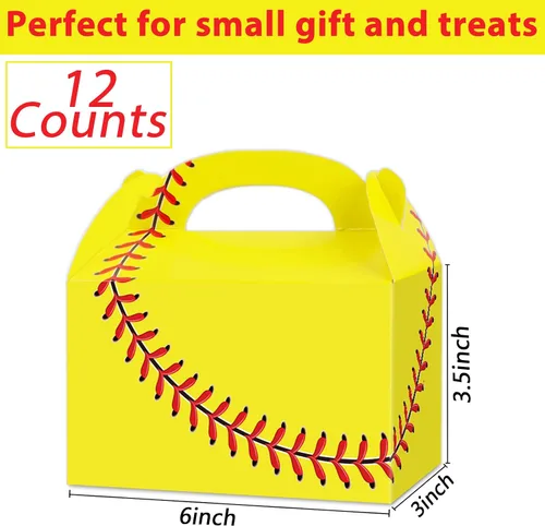 Miniatura 2 de gisgfim 12 cajas de regalo de fiesta de sóftbol, caja de regalos de caramelo de sóftbol para temática de sóftbol, cumpleaños, baby shower, fiesta