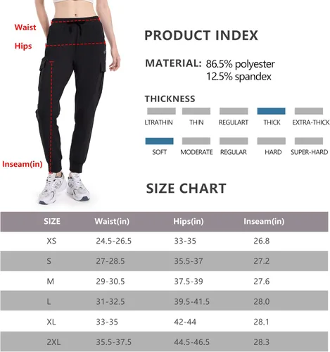 Miniatura 7 de HARTPOR Pantalones deportivos con forro polar para mujer, pantalones cargo de senderismo, resistentes al agua, pantalones deportivos de invierno