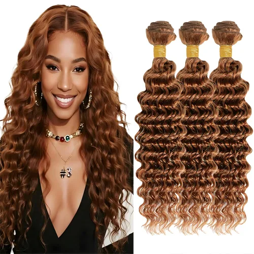 Miniatura 39 de Color 30 paquetes de cabello humano marrón onda del cuerpo paquetes 8 10 12 pulgadas brasileño virgen Remy extensiones de cabello humano doble trama