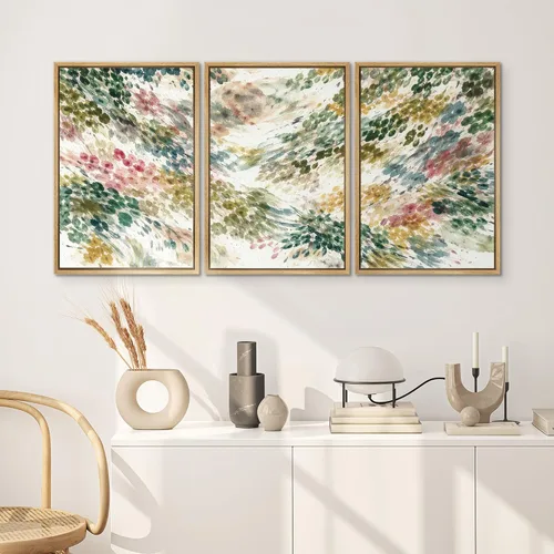 Miniatura 489 de SIGNWIN Lienzo enmarcado para pared, arte con pinceladas de flujo neutro en tonos beige abstractos, ilustraciones, arte moderno, decorativo