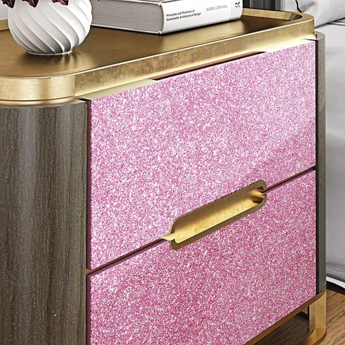 Miniatura 4 de FunStick Papel tapiz de 16 x 240 pulgadas con purpurina rosa claro, autoadhesivo, papel de contacto con purpurina rosa para armarios, aparadores