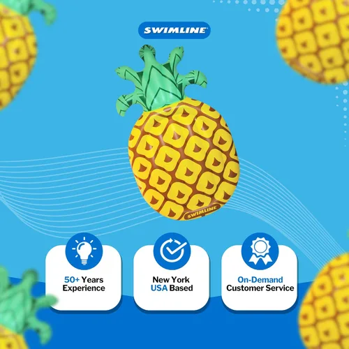 Miniatura 8 de Swimline Pineapple Jumbo Isla Flotante para Piscina Amarillo/Verde 88x50 pulgadas Piña