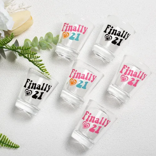 Miniatura 6 de JUSTOTRY Vaso de chupito de cumpleaños número 21 – Finalmente 21 regalos para ella, vaso de 1.75 onzas, las mejores decoraciones y regalos ideales