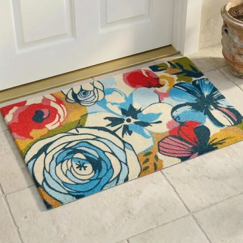Miniatura 75 de Fab Habitat Felpudo extra grueso, tejido a mano, duradero, fibra de coco natural, entrada, puerta delantera, porche, patio, pájaros en rama, gris
