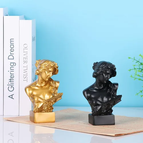Miniatura 6 de LCCCK Estatua de busto de mitología griega negra de 6 pulgadas de alto, estatua de Afrodita de resina y escultura para decoración de habitación