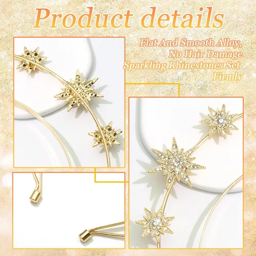 Miniatura 3 de Halo Crown Stars Rhinestone Crown Headbands Goddess Headpiece Crystal Halo Headbands
