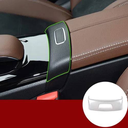 Miniatura 9 de YIWANG ABS cromo coche centro apoyabrazos caja interruptor botón marco adhesivo cubierta lentejuelas para Mercedes Benz Clase A W177 2019 2020 Fibra