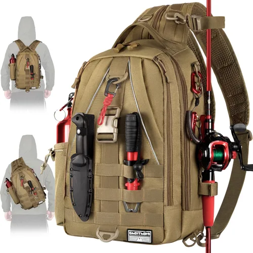 Miniatura 10 de Mochila de Pesca Ghosthorn con Bolsa de Aparejos y Bandolera - Mochila con Soporte para Caña - Caja de Aparejos Ligera para Regalos de Pesca