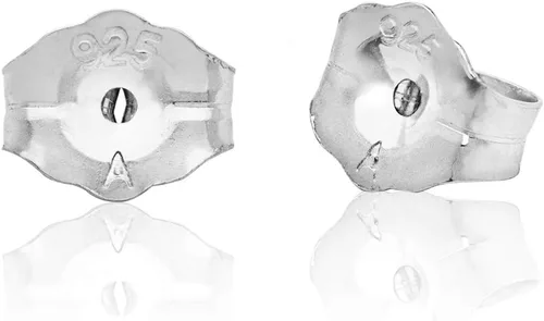 Miniatura 3 de Honolulu Jewelry Company Aretes de bola redonda pulida de plata de ley prémium con respaldo de 0.197 in, 0.079 in - 0.394 in