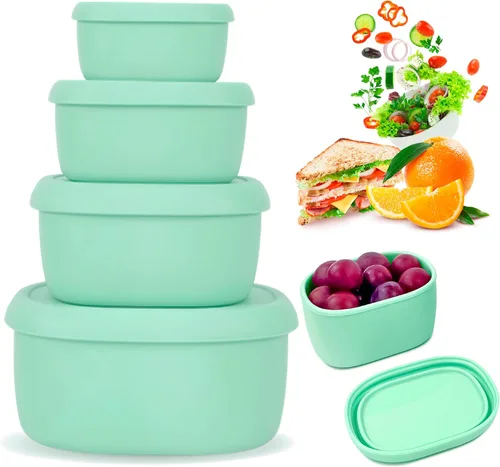 Miniatura 9 de Juego de contenedores de almacenamiento de alimentos de silicona Anatole de 3 unidades, loncheras Bento con tapas, sin BPA, aptas para lavavajillas