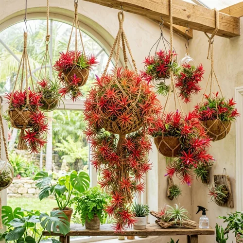 Miniatura 2 de Air Plants Live, 10 plantas de aire de Tillandsia rojas, plantas de interior vivas para cultivar en interiores y exteriores, de 2 a 3 pulgadas