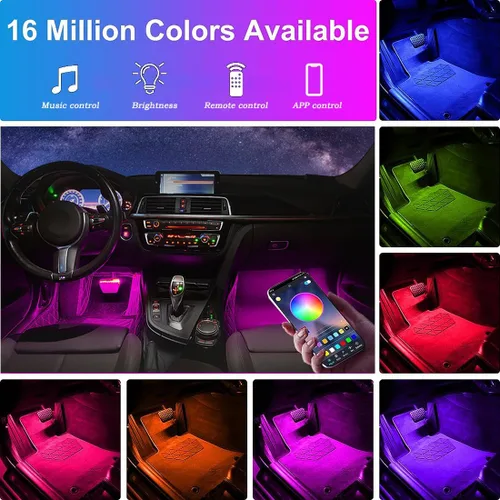 Miniatura 2 de Luces LED para coche, luces inteligentes para interior del coche con control por aplicación, luces de atmósfera para coche, luces LED interiores