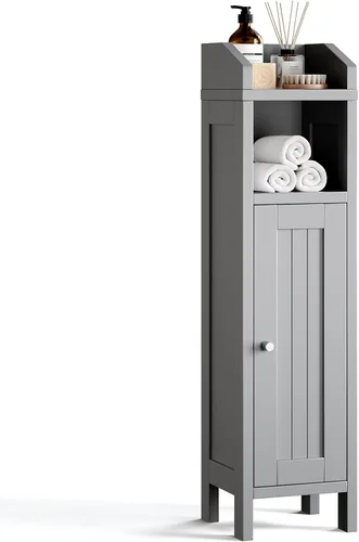 VINGLI Armario esquinero de almacenamiento pequeño, soporte estrecho de almacenamiento de papel higiénico de 7.9 pulgadas con puerta vertical a