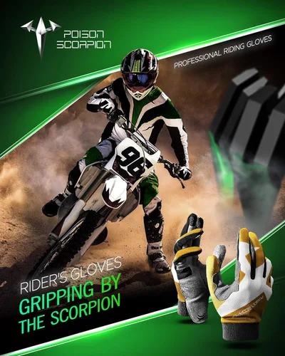 Miniatura 7 de POISON SCORPION Guantes de motocicleta para hombre, guantes de motocross para mujer, deportes al aire libre, dedo completo, amarillo, M
