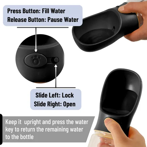Miniatura 2 de Mr. Pen - Botella de agua para perros, 19 onzas, grande, negra, dispensador portátil de botella de agua para perros, no apto para lavavajillas