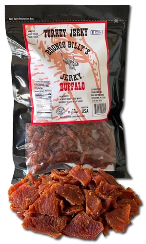 Miniatura 25 de Bolsa resellable de media libra de carne de res con sabor a bourbon Bronco Billy's Beef Jerky