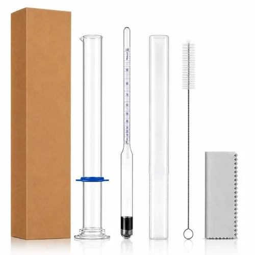 Kit de Hidrómetro para Alcohol, Hidrómetro de Alcohol 0-200 Prueba y Tralle con Frasco de Prueba de Hidrómetro, Probador de Prueba de Alcohol,