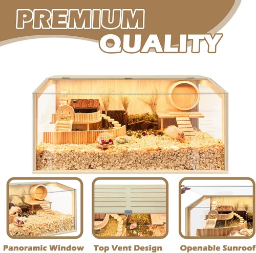 Miniatura 4 de Jaula para hámster Prolee a prueba de mordidas, jaulas para cobayas, hábitat para ratones y ratas con parte superior abatible, hábitat para hámster
