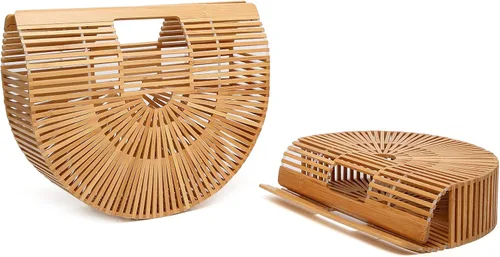 Miniatura 2 de Obosoyo Bolso de bambú hecho a mano para mujer, para verano, playa, mar