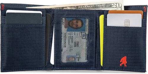 Miniatura 6 de Eddie Bauer Men's Fabric Trifold Wallet Money Clip RFID Protection ID Window Genuine Leather EDC