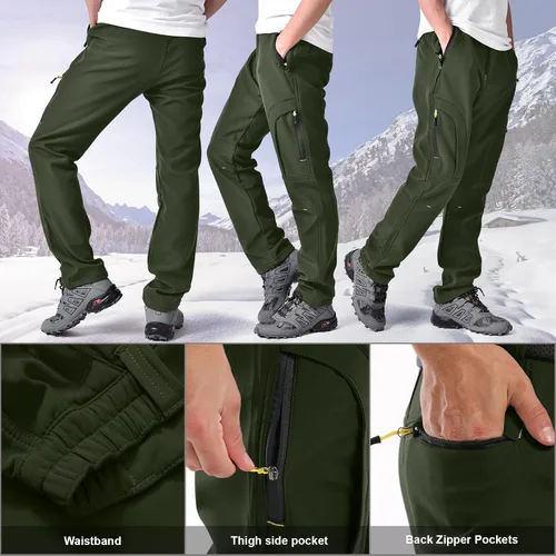 Miniatura 2 de Toomett Pantalones de nieve para senderismo para hombre, esquí, invierno, con forro polar, repelente al agua, campamento, caminar, pesca
